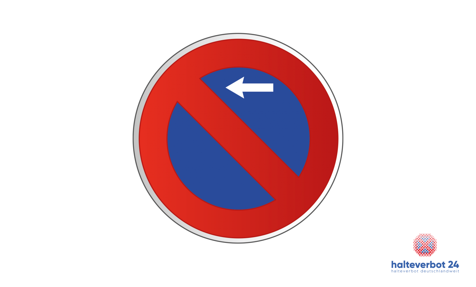 Parkverbotsschild mit linksweisend dem Pfeil