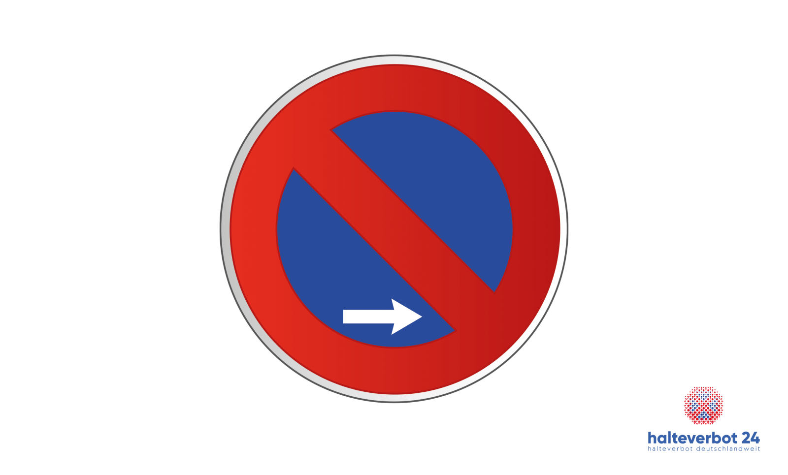 Parkverbotsschild mit Pfeil nach rechts
